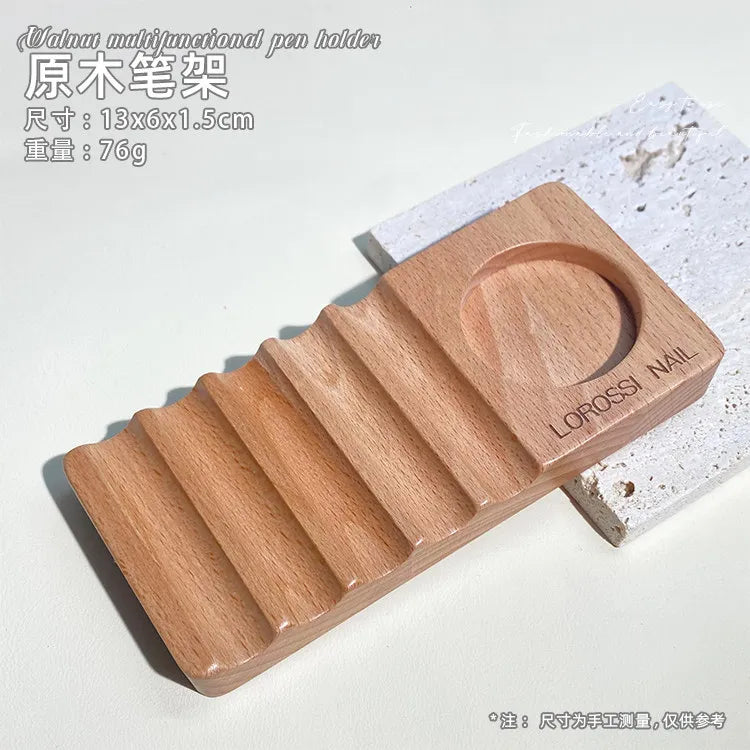 Nail Art Pen Holder Set Made of Natural Wood Multifunctional Color Palette Pen Washing Cup Storage Rack Pen Holder Nail Art Tool