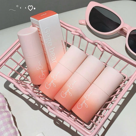 Gege Bear Soft Matte Blush Stick Moisturizing Natural Matte Tender Eeasy to Blend Rouge Stick