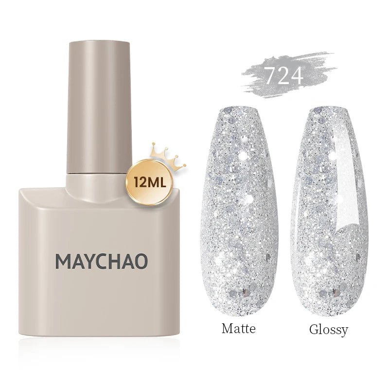 MAYCHAO Gel Nail Polish 12ML Full Coverage Base Top Coat Soak Off Gel Polish UV LED Gel Semi Permanent Varnishes Design Nail Art