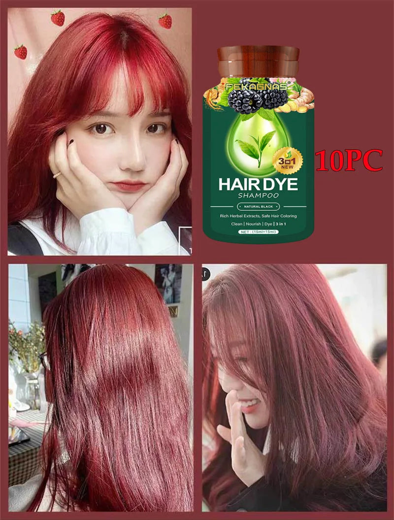 Pure Natural Herbal Hair Dye Shampoo Change Hair Color Cover Gray Hair White Hair Treatment Bubble Plant Hair Dye Hair Care