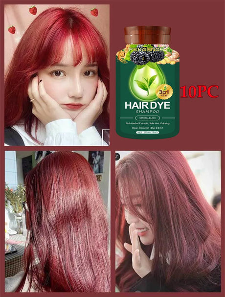 Pure Natural Herbal Hair Dye Shampoo Change Hair Color Cover Gray Hair White Hair Treatment Bubble Plant Hair Dye Hair Care