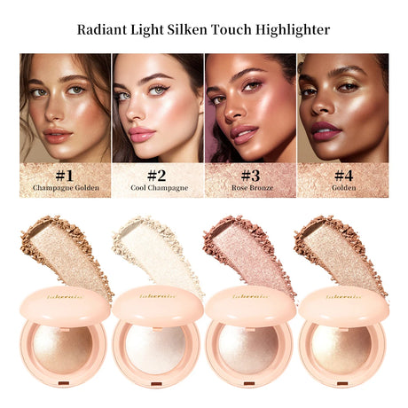 Face Highlighter Powder Instant Silky Skin Glow Long Lasting Waterproof Baked Shimmer Illuminator Makeup Contouring Glitter