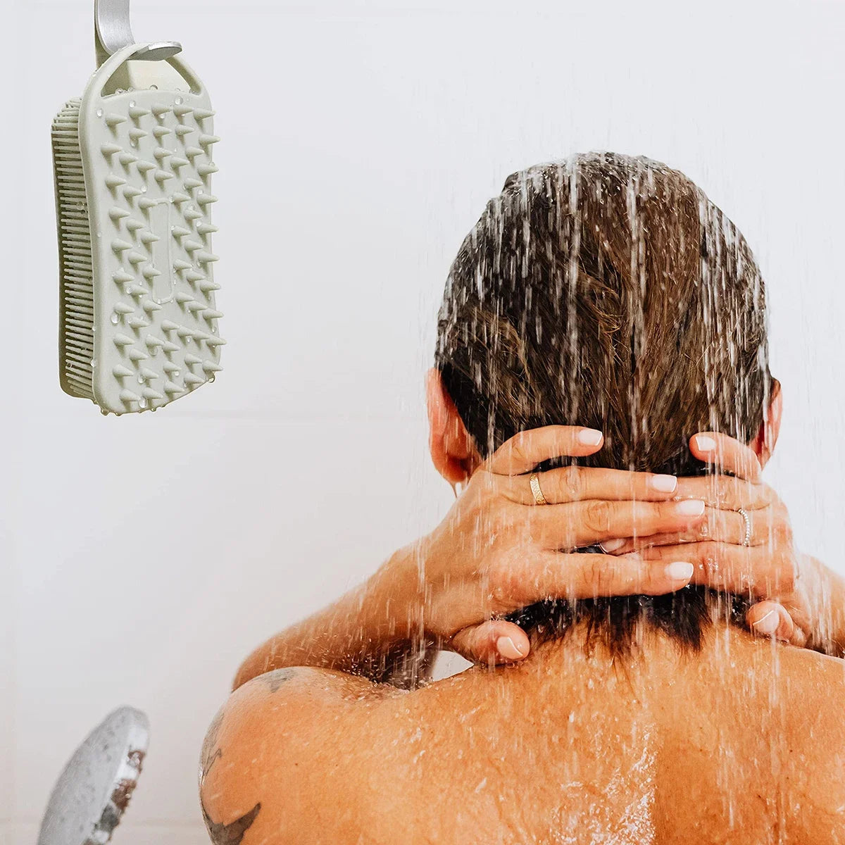 2 In 1 Silicone Shower Brush Scrubber Soft Scalp Massager Shampoo Brush Double-Sided Body Brush Foam Skin Clean Tool