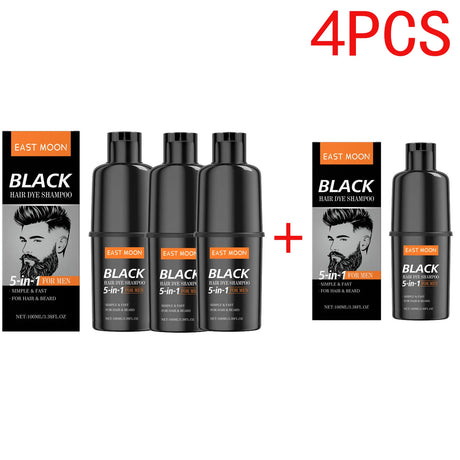 East Moon Men's Black Hair Dye Shampoo Fast Coloring Removal White Gray Hair Long Lasting Nourishing Natural Beard Dye Shampoo