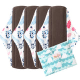 5pcs Set 4pcs Bamboo Reusable Sanitary Pads Washable Absorbent Cloth Menstrual Pads+1pc Bonus Free Mini Wet Bag