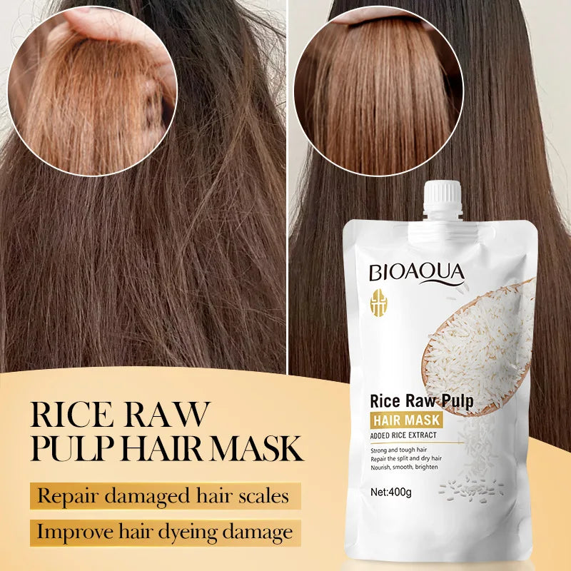 Rice Magical Keratin Hair Mask 5 Seconds Repair Damaged Frizzy Hairs Soft Smooth Shiny Moisturizing Nourish Hair Root Care