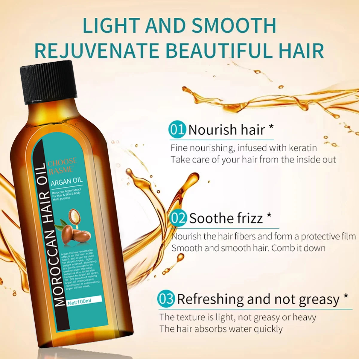 Quick Repair Hair Care Essential Oil, Silky Moisturizing Oil, Nourishing And Long-Lasting Moisturizing To Improve Dryness