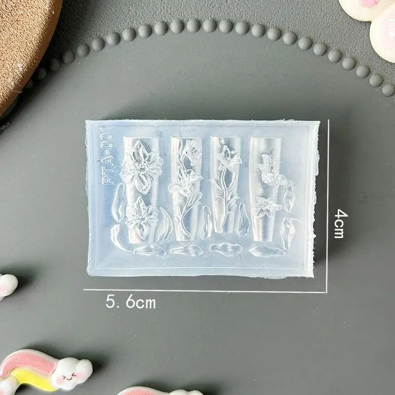 〔CC55〕3D Fruit Silicone Nail Mold Sweet Flower Petals Fairy Nails Templates DIY Nail Art Decor Manicure Template For Nail Charms