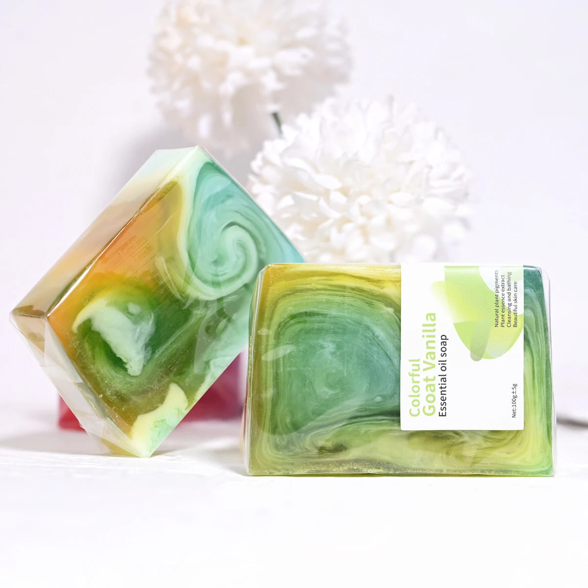 100g Colorful Vanilla Herbal Essential Oil Soap Moisturizing, Whitening, Nourishing Skin Cleansing Soap