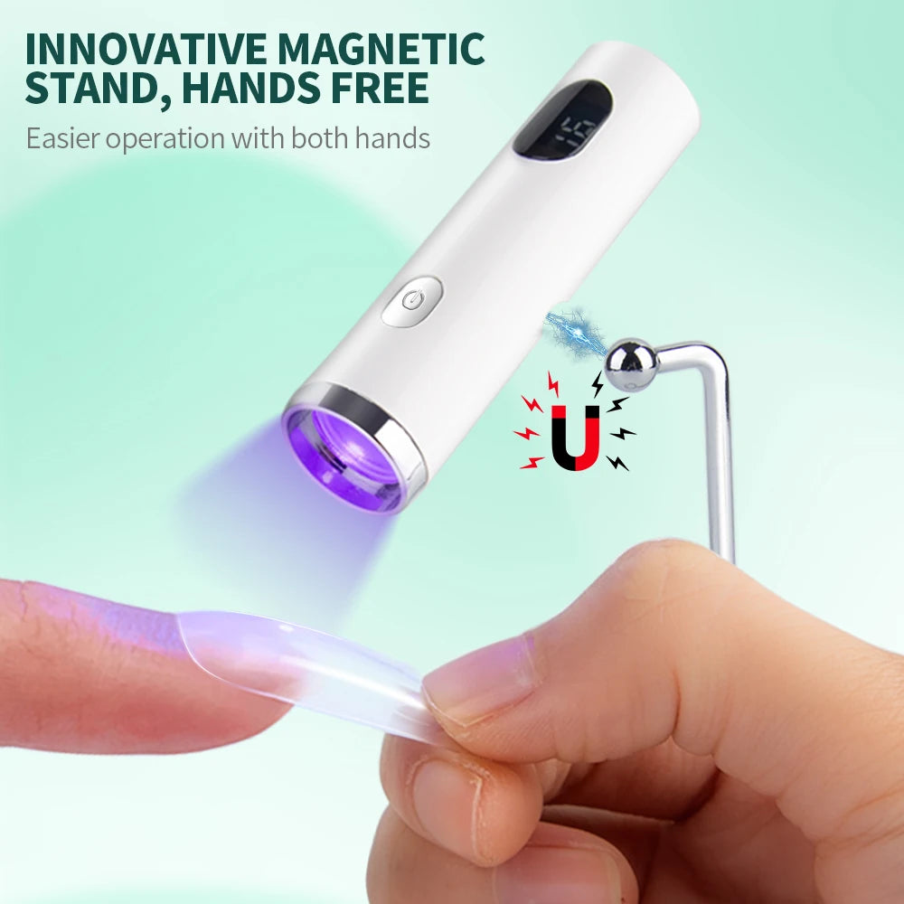 Nailpop Mini UV Nail Lamp Battery Powered Portable Handheld Gel Nail Dryer with Silicone Stamper for Polygel Nails