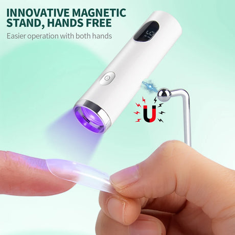 Nailpop Mini UV Nail Lamp Battery Powered Portable Handheld Gel Nail Dryer with Silicone Stamper for Polygel Nails