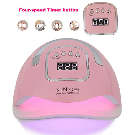 SUNX12 Max Nail Lamp Pink Nail Dryer For Manicure 66 Leds UV Light Quick Cure Autosense Nail Lamps With Base