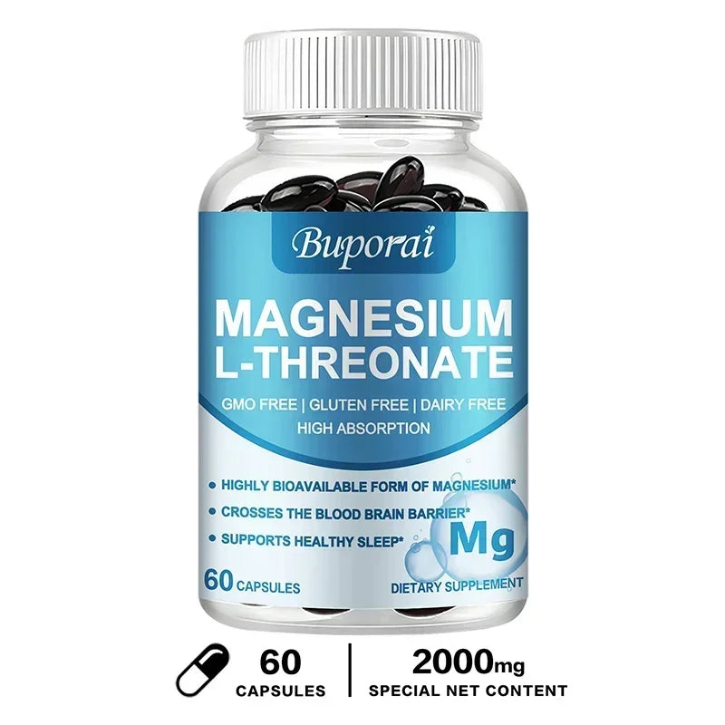 Magnesium L Threonate - Focus and Memory Enhancer, Supports Nerve Function, Muscle Strength, Bone and Joint HealthSupplements