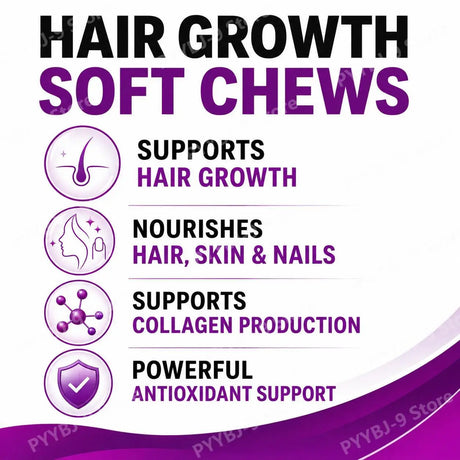 Hair Growth Gummies with Biotin and Vitamins C and E Support Hair Skin and Nails Health Mixed Berry Flavor 60 Gummies