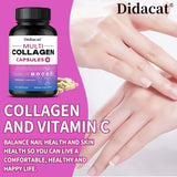 Multi Collagen Capsules with Hyaluronic Acid & Vitamin C, Support Cardiovascular, Skin Hair Nail Joint Bone & Digestive Wellness