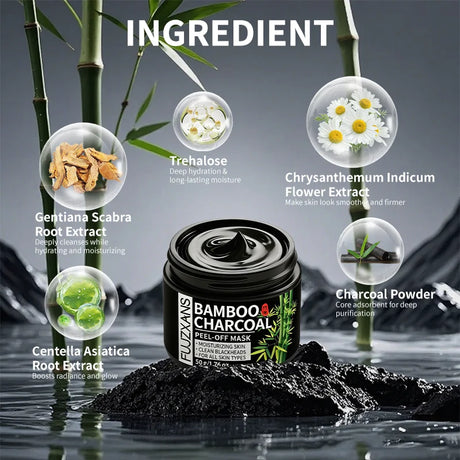 50g Bamboo Charcoal Peel-Off Mask Deep Cleansing Blackhead Removal Black Mud Skin Fresh Hydrated - Blackheads Removal Mask