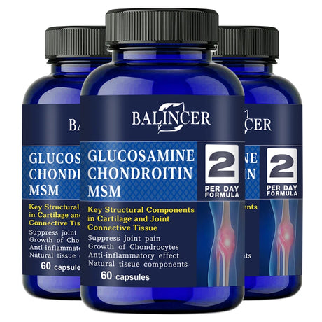 Glucosamine & Chondroitin & MSM 3-in-1 - Antioxidant, Joint Health Support, for Bone and Cartilage Health
