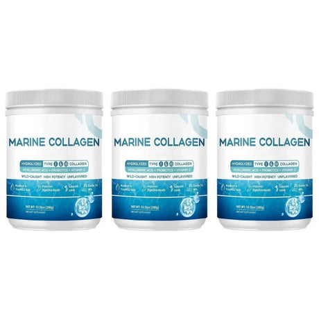 Marine Collagen Peptides Powder - Type I III Collagen with Probiotics, Vitamin C & Hyaluronic- Unflavored - 12.35oz/35 Servings