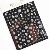 Sliver Bronzing 3D Christmas Nail Art Decoration Sticker Sparkly White Colorful Glitter Geometry Snowflake Winter Slider Foil