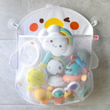 Baby Bath Toy Storage Bag Cartoon Cute Duck Mesh Quick Drying Bathroom Bath Bag with Suction Cup Drying Hanging Bag