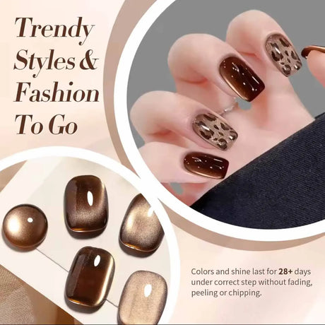 12ml 1-21pcs Brown Gold Cat Eye Gel Nail Polish Hot Selling Winter Whitening Magnet Gel Polish Gold Nails Nail Supplies Nail Art