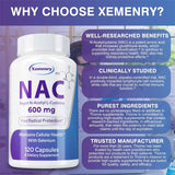 NAC Capsules 600mg - Support Skin Health, Antioxidant, Detox, Enhance Immunity - Non-GMO
