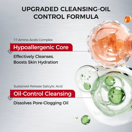 Amino Acid Korean Facial Cleanser with Salicylic Acid – Deep Cleansing, Oil Balance, Help with Pore Tighten, Acne & Blackheads