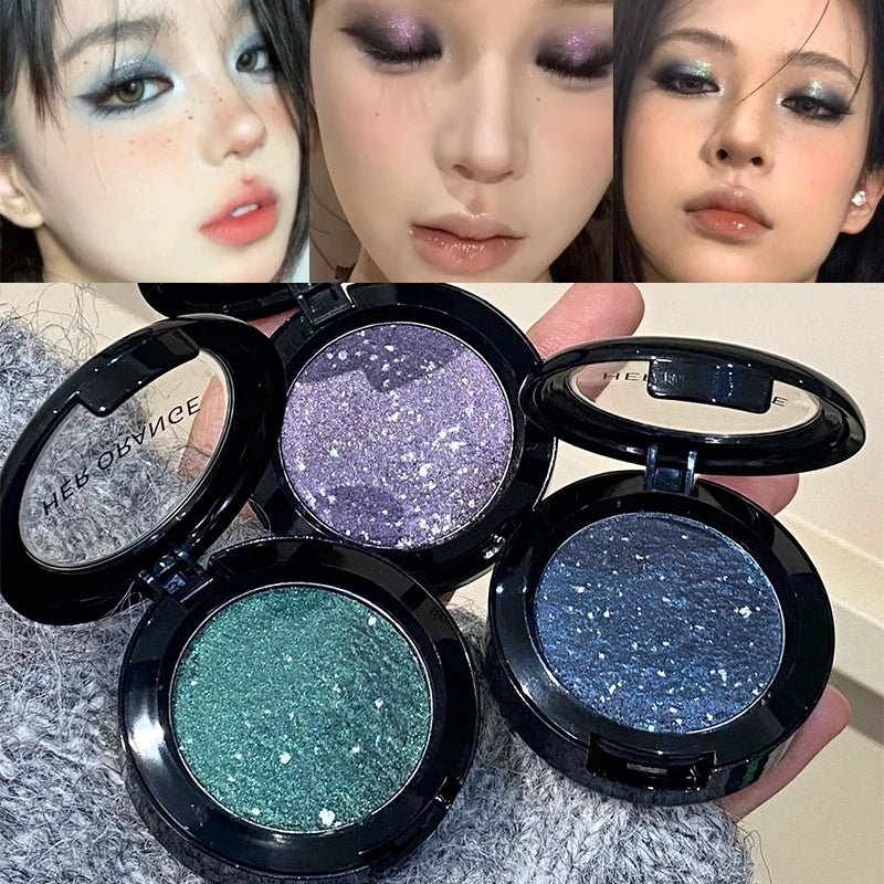 Smoked Blue Sparkling Shiny Eyeshadow Cream Monochrome Eye Shadow Metallic Purple Green Diamond Brightening Glitter Highlighter