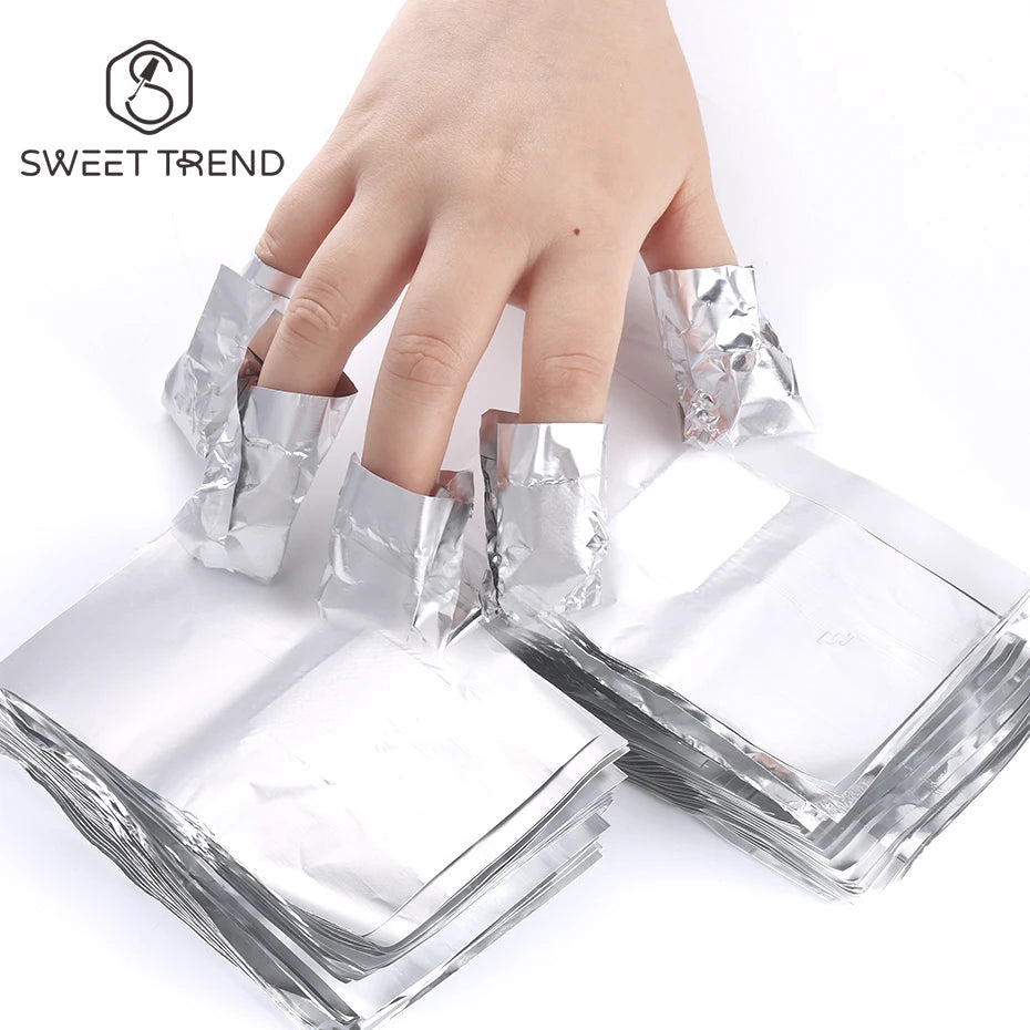 50/100pcs Immersion Remover Aluminum Foils For Nails With Cotton Pad Polish Removal Cleaning Wraps Manicure Care Tools Supplies