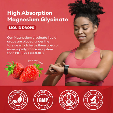 MINCH Magnesium Glycinate Liquid Drop,Sleep Support Vegan Non-GMO Support Bone & joints Health Promote Muscle & Nerve Health