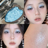 Pearlescent Lavender Eyeshadow Palette Facial Blusher Highlighter Brightening Glitter Heart-shaped Eye Shadow Makeup Cosmetics