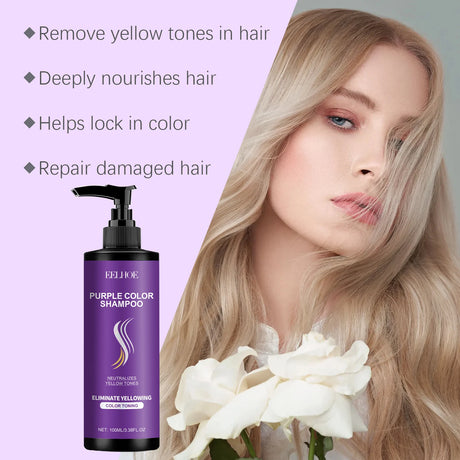 Purple Shampoo, Long-Lasting Color Care, Daily Nourishing, Smooth and Moisturizing Hair, Purple Shampoo