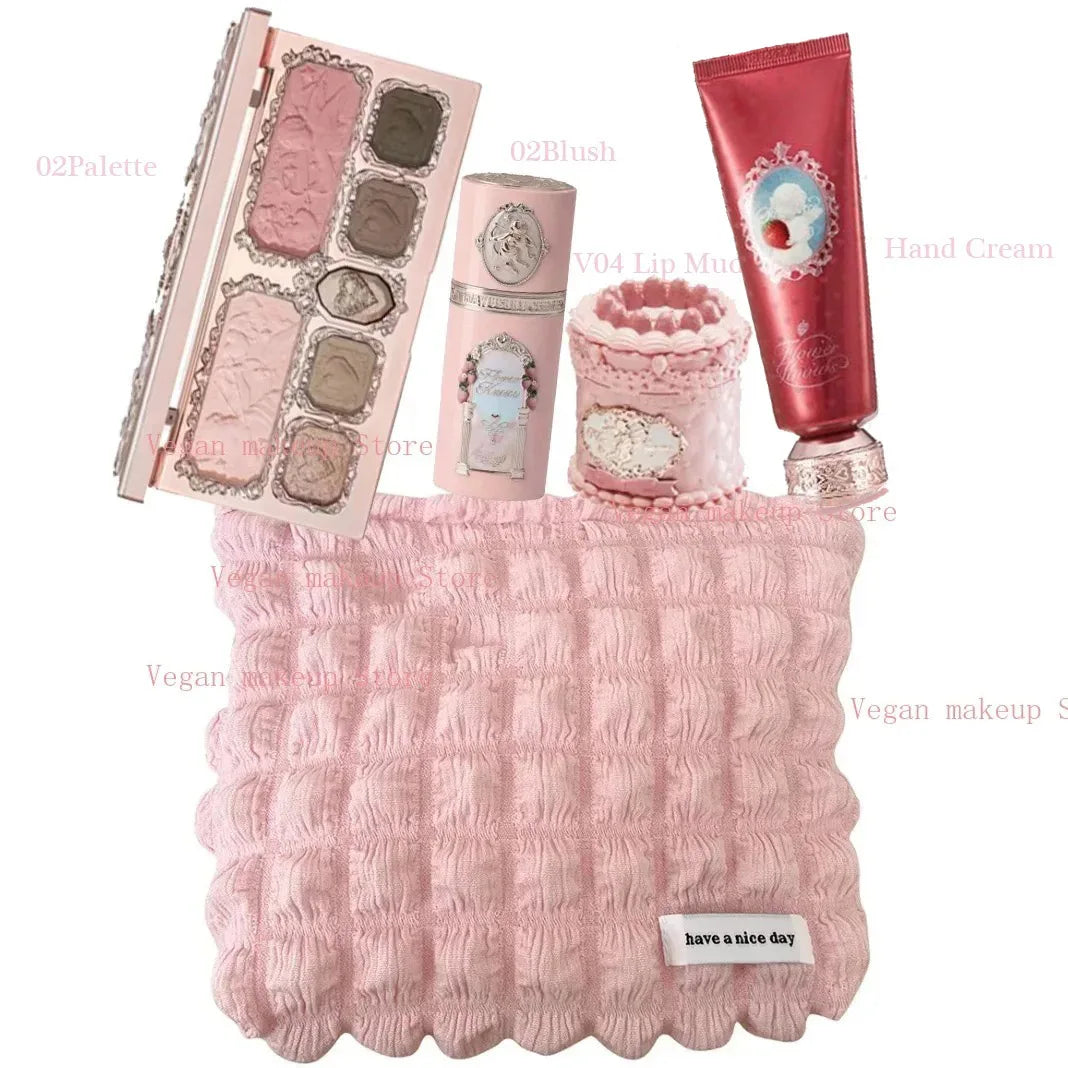 Flower Knows Strawberry Cupid Collection Makeup Kit Full Professional Face Palette Blush Eyeshadow Lip Cream Solid Perfume Sets
