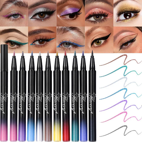 Pearlescent Smoked Black Purple Eyeliner Pen Glitter Metallic