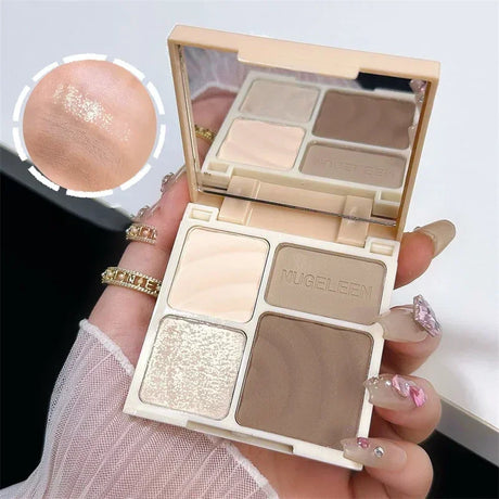4 Color Facial Highlighter Makeup Palette Natural Matte Fine