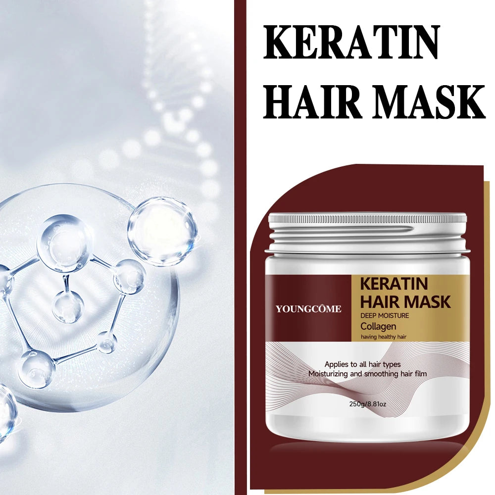250G Keratin moisturizing smooth hair mask professional hair care,Repair Damage Frizz Tangles Anti Dryness Soft Smooth Shiny