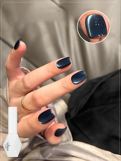 WS Black Glass Cat Magnetic Gel Nail Polish Punk Style Nail Art Manicure Varnis Semi Permanent Gel for Winter Nail Supplies
