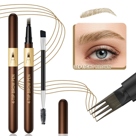 Four-Pronged Eyebrow Pencil, Four-End, Long-Lasting, Non-Smudged, Water-Resistant, Anti-Smudged Eyebrow Pencil
