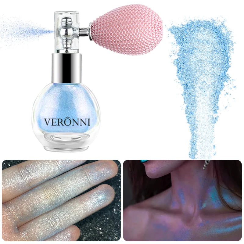 Highlighter Powder Spray Longwear sparkle fairy powder High Gloss Glitter Spray Body Bronzer For Face Body Makeup Cosmetics