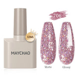 MAYCHAO Gel Nail Polish 12ML Full Coverage Base Top Coat Soak Off Gel Polish UV LED Gel Semi Permanent Varnishes Design Nail Art