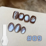 WS 10ML Sunlight Cat Eye Gel Nail Polish Autumn Winter Whitening Wine Red Color Light Sunset Glow Cat Eye Glass Beads Nail Atr