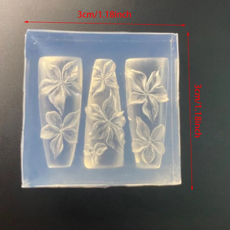 Nail Art Mold 3D Carving Curved Lily Flower Transparent Nail Art Decorations DIY Silicone Template