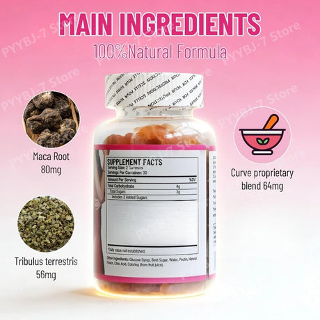 Vegan Maca Gummies Natural Plant Extract Energy Support Energy Hip Curves Support Daily Nutritional Supplement