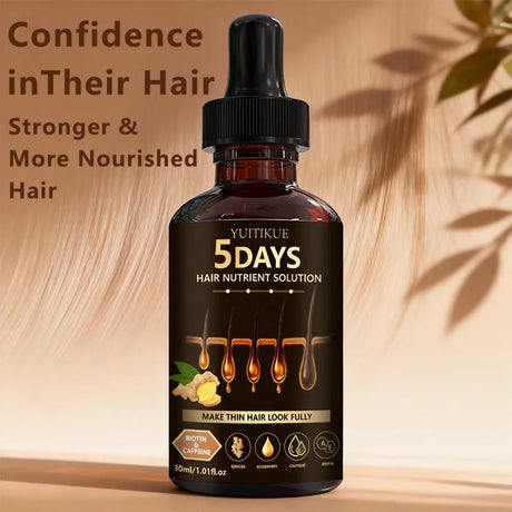 YUITIKUE Hair Nutrient Serum - Infused With Biotin, Caffeine & Ginger, Nourishes For Fuller-Looking Hair, 30ml
