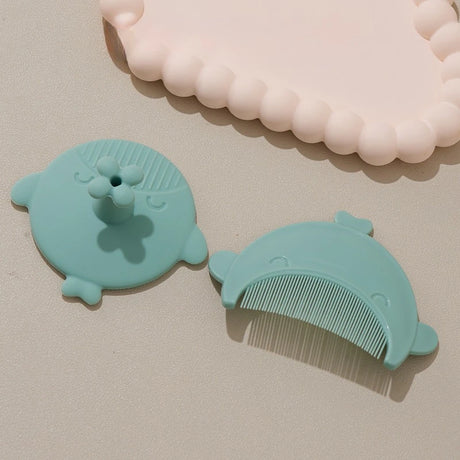 New Baby Hair Comb and Brush Cute Cartoon Whale Infant Soft Silicone Head Massage Comb Hair Cleaning Brush Newborn Bathing Tools