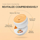 Quiyum Turmeric Vitamin C Clay Mask 90g Deep Cleansing Balance Skin Tone Smooth Rough Skin Kaolin Clay Face Mask with Aloe