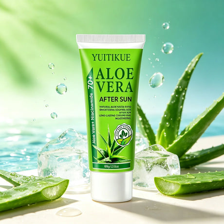 YUITIKUE 70+ Aloe Vera Niacinamide After Sun Gel Cooling Soothing Long Lasting Moisturizer For Face Body Sun Exposed Skin 60g