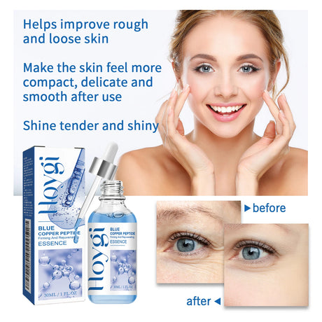 Hoygi Blue Copper Peptide Firming Serum for All Skin Types Collagen Boost Repair Hydrating Fast Absorbing Non-Irritating