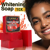 LKIAE Brand Tomato Fruit Scented Handmade Natural Bar Soap, For Face, Body, Whitening, Oil Control, Brightens, Shrink Pore, 200g