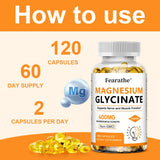 Magnesium Glycinate 400mg Capsules, Support Muscle, Bone, Heart, Nerve, Sleep Quality & Immune System Health, Non-GMO